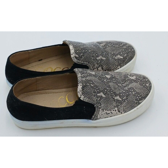 Cocci Shoes Womens 7‎ Snake Pattern Slip On Gray White Leather - Picture 3 of 11